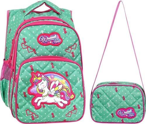 Mint Yeşili Unicorn Desenli Kız Çocuk İlköğretim Okul Sırt Çantası Ve Beslenme Çantası