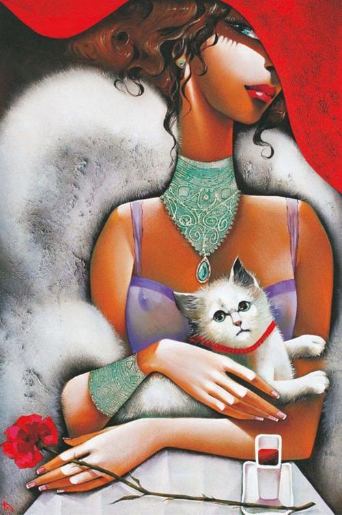 1000 Parça Kedili Kadın Puzzle