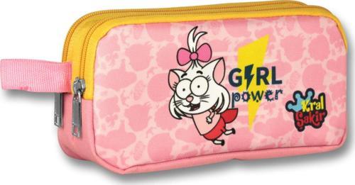 Ümit Çanta Kral Şakir Girl Power İki Bölmeli Kız Çocuk Kalem Çantası - Pembe/Sarı