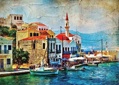1000 Parça Akdeniz'de Sahil Kasabası Puzzle