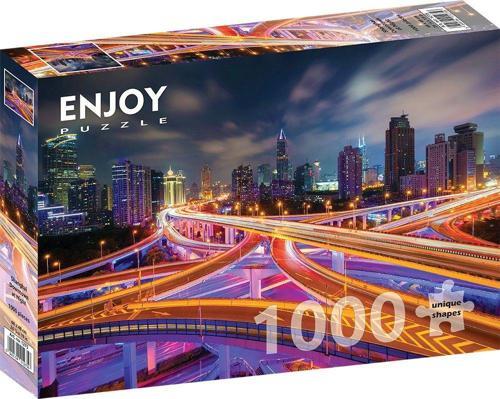 1000 Parça Gece Şangay Şehir Merkezi Puzzle