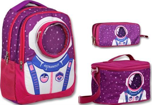 Bordo Mavi Astronot İlkokul Sırt Çantası Seti - Erkek Çocuk