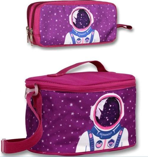 Ümit Çanta Erkek Çocuk Yalıtımlı Beslenme Çantası ve Kalemlik Seti - Mor Astronot