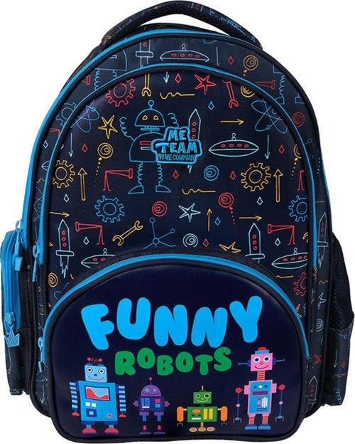 Me Team Komik Robotlar Lacivert/Mavi Erkek Çocuk İlkokul ve Günlük Sırt Çantası