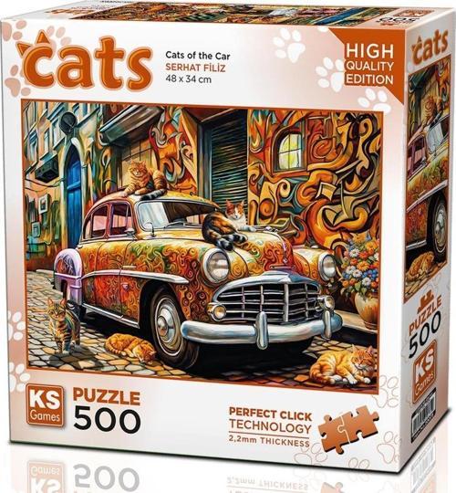500 Parça Araba Üstündeki Kediler Puzzle - Serhat Filiz