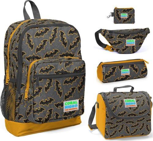 Yarasa Baskılı 5'li İlkokul Çanta Seti