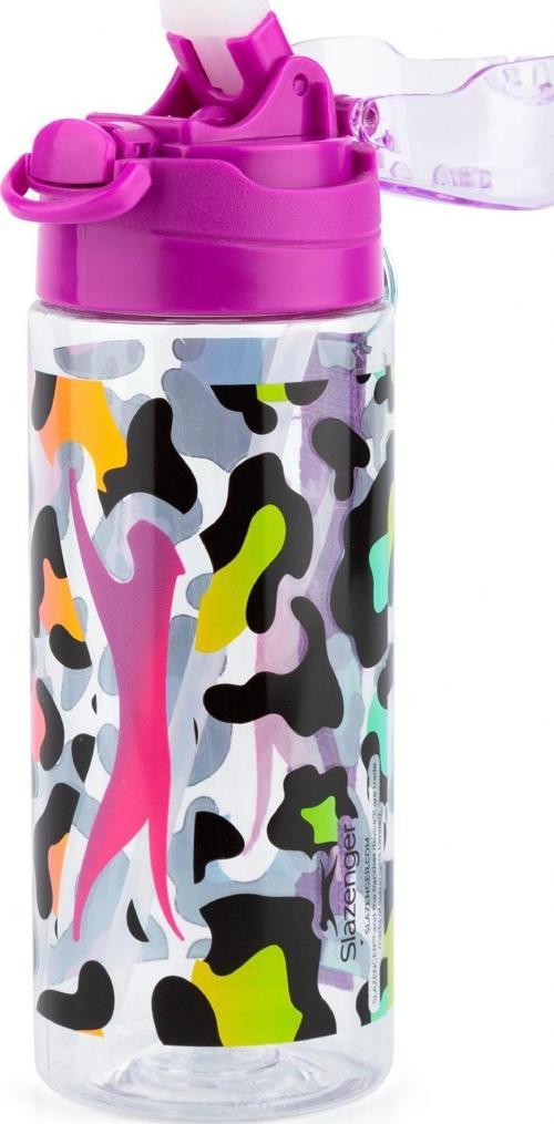 Slazenger 500 ml Plastik Okul Matarası - Mor Kapaklı - Silikon Pipetli