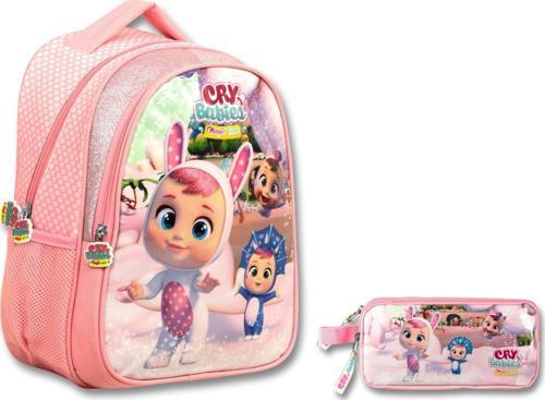 Cry Babies Tavşan Kulaklar Açık Pembe Kız Çocuk İlkokul Çantası ve Kalemlik Seti