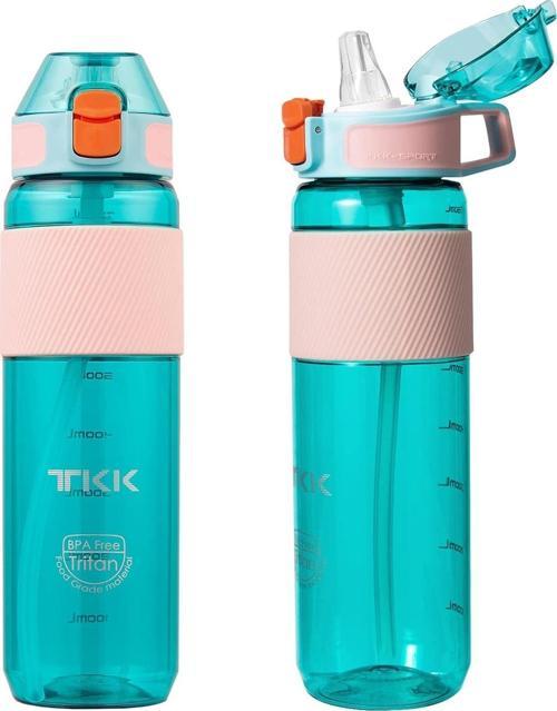 700 ml Yeşil Silikon Pipet Ağızlık Okul Spor ve Kamp İçin Tritan Matara - Çocuk Yetişkin