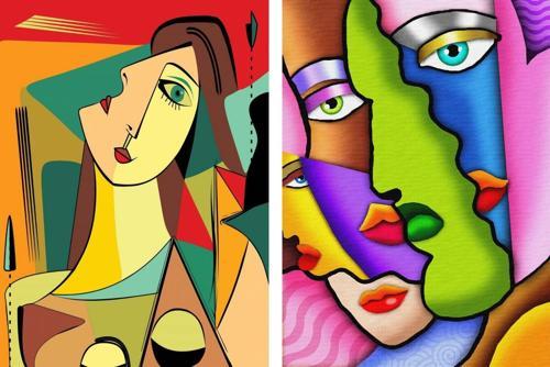 2x1000 Parça Kübist Portre ve Soyut Yüzler Puzzle Seti