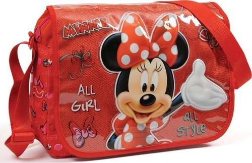 Minnie Mouse Kabartmalı Kırmızı Postacı Çantası