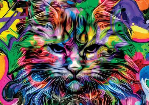 1000 Parça Kızgın Bakışlar Puzzle - Kedi Puzzle
