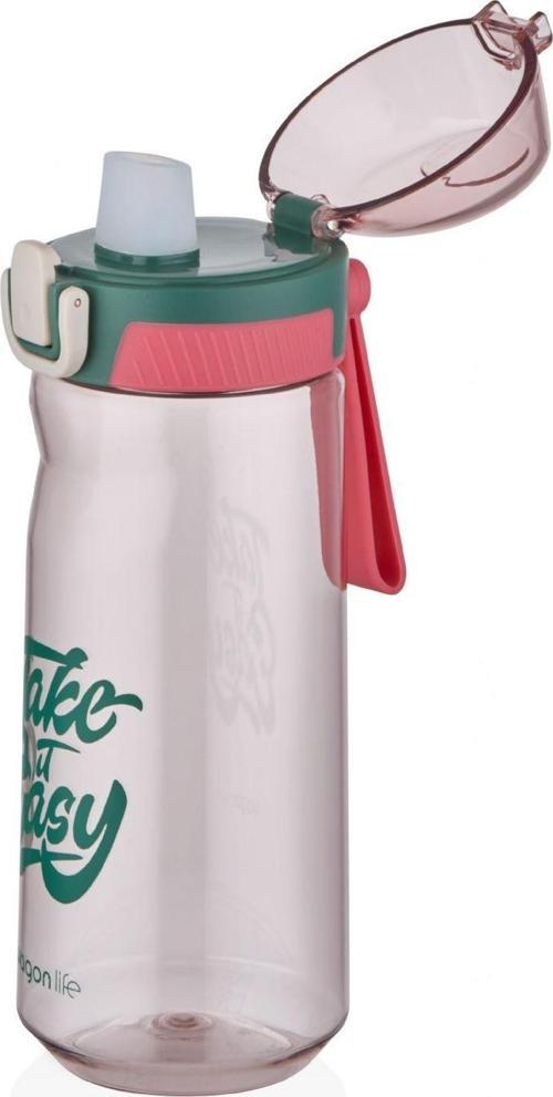 660 ml Kilitli Kapak Matara - Yeşil - Silikon Ağızlık Silikon Taşıma Askısı