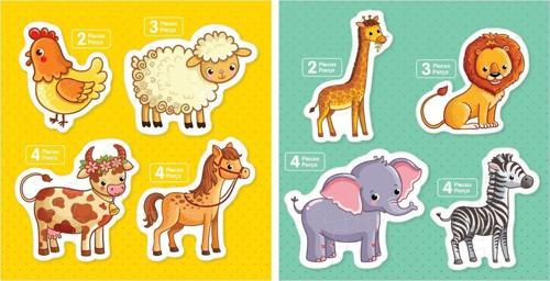 BlueFocus Baby Puzzle Vahşi ve Çiftlik Hayvanları Puzzle Seti