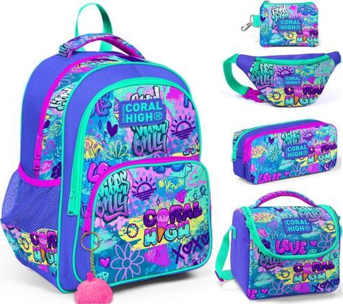 Lavanta Grafiti Kız Çocuk Beşli Okul ve Günlük Çanta Seti