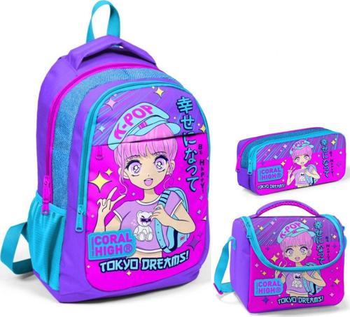 Lavanta K-Pop Üçlü İlkokul Okul Çanta Seti