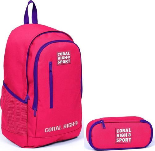Sport Neon Mercan Okul Sırt Çantası ve Organizer Kalemlik Seti