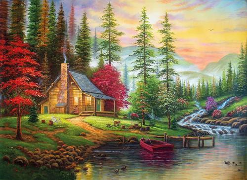 Nova 41075 - 1000 Parça Ormandaki Dağ Evi Puzzle