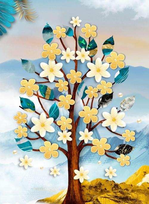 1000 Parça Altın Sarısı Ağaç Puzzle