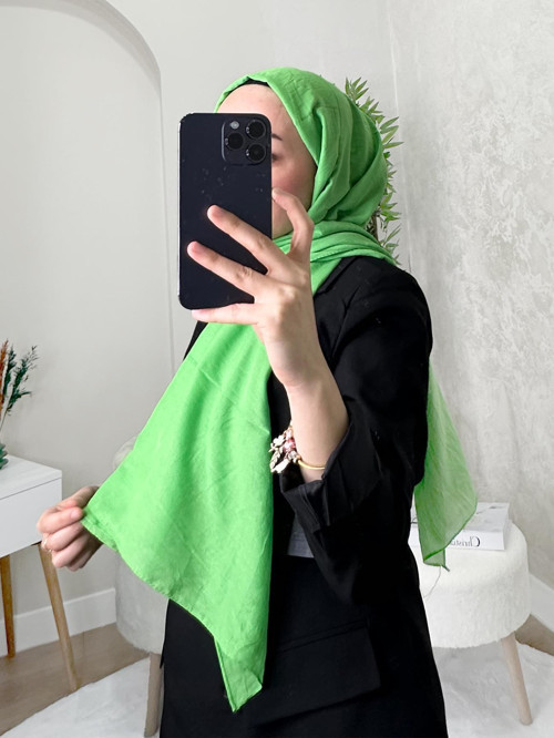 Benetton Yeşili Kraş Pamuk Şal Benetton Yeşili