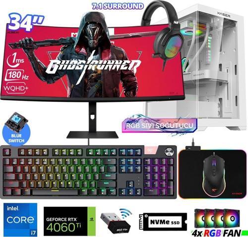 Delux X110 i7 14700F 16GB DDR5 Ram 512GB M.2 NVMe SSD 8GB RTX4060 Ti 34" Sıvı Soğutmalı Oyuncu Bilgisayarı