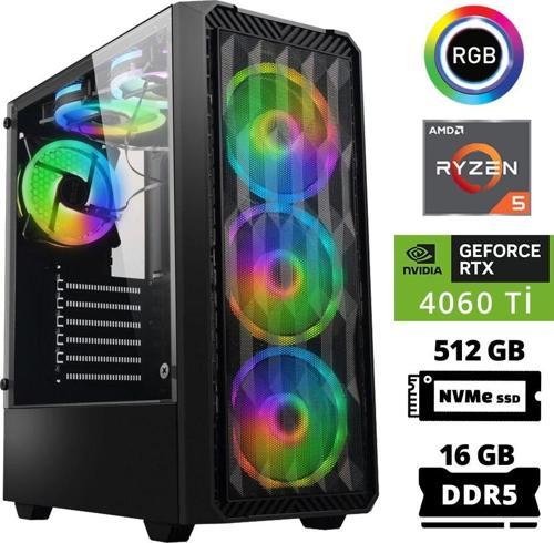 Delux X63 Ryzen 5 7600 16GB DDR5 Ram 512GB M.2 NVMe SSD 8GB RTX4060 Ti Masaüstü Oyuncu Bilgisayarı