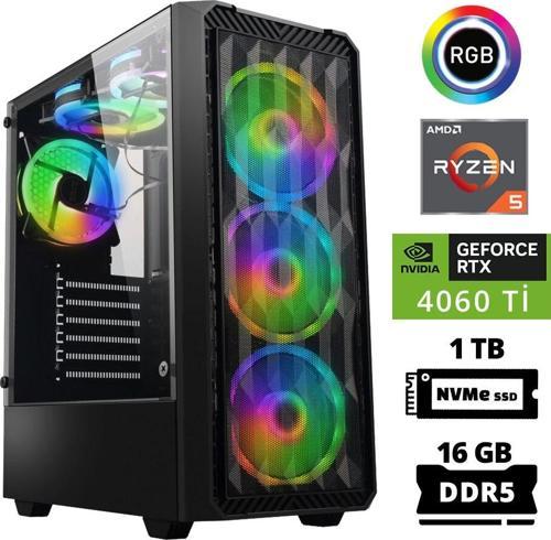 Delux X64 Ryzen 5 7600 16GB DDR5 Ram 1TB M.2 NVMe SSD 8GB RTX4060 Ti Masaüstü Oyuncu Bilgisayarı