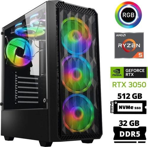 Delux X67 Ryzen 5 7600 32GB DDR5 Ram 512GB M.2 NVMe SSD 6GB RTX3050 Masaüstü Oyuncu Bilgisayarı