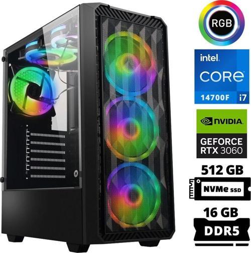Delux X79 i7 14700F 16GB DDR5 Ram 512GB M.2 NVMe SSD 12GB RTX3060 Masaüstü Oyuncu Bilgisayarı