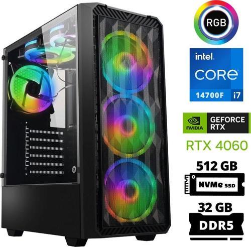 Delux X91 i7 14700F 32GB DDR5 Ram 512GB M.2 NVMe SSD 8GB RTX4060 Masaüstü Oyuncu Bilgisayarı