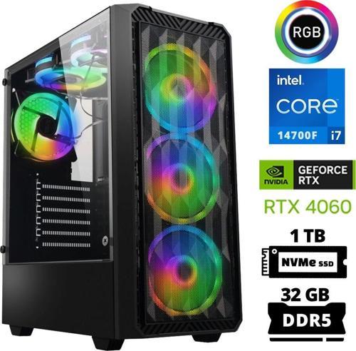 Delux X92 i7 14700F 32GB DDR5 Ram 1TB M.2 NVMe SSD 8GB RTX4060 Masaüstü Oyuncu Bilgisayarı
