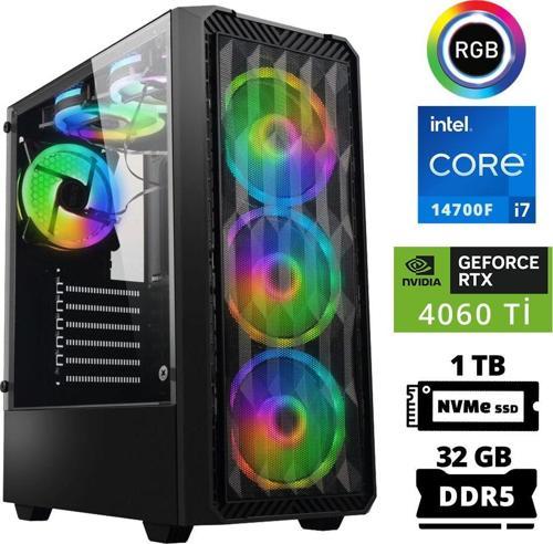 Delux X94 i7 14700F 32GB DDR5 Ram 1TB M.2 NVMe SSD 8GB RTX4060 Ti Masaüstü Oyuncu Bilgisayarı