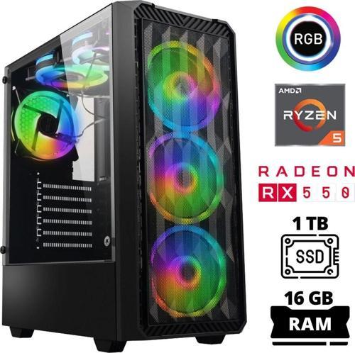 Xsr1027 Ryzen 5 3600 16GB Ram 1TB SSD 4GB RX550 Oyuncu Masaüstü Bilgisayarı