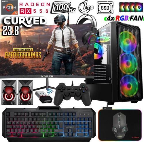 Xsr1031 Ryzen 5 3600 16GB Ram 1TB SSD 4GB RX550 23.8" 100Hz Curved Oyuncu Masaüstü Bilgisayarı