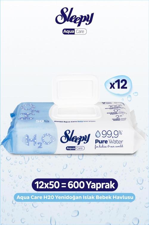 AquaCare H2O Yenidoğan Islak Bebek Havlusu 12x50