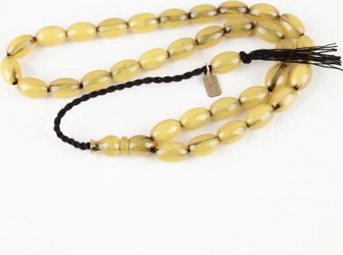 Sıkma Kehribar Beyzi Kesim  9x13.5mm Tesbih