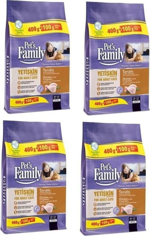 Premium Tavuklu Yetişkin Kedi Maması 500 gr x 4 Paket (Toplam 2000 gr)