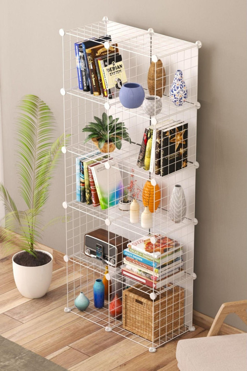 Telorans 10 Bölmeli Kitaplık Çok Amaçlı Organizer 30 Cm Beyaz