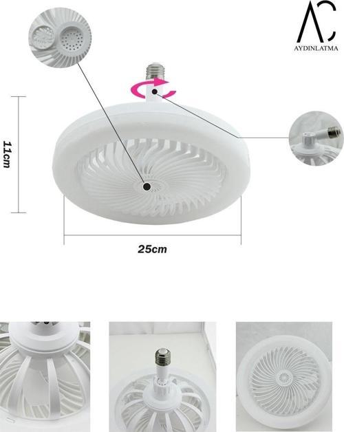 30W Fanlı Led Ampul / 3 Renk Işık / 3 Hız Fanlı Beyaz Kasa  - Kumandalı ve Koku Hazneli