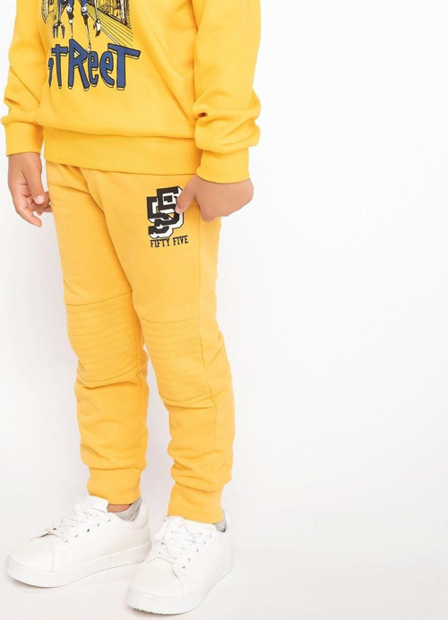 Diz Detaylı Sarı Çocuk Sweat Pantolon Eşofman Altı 7-8 YAŞ