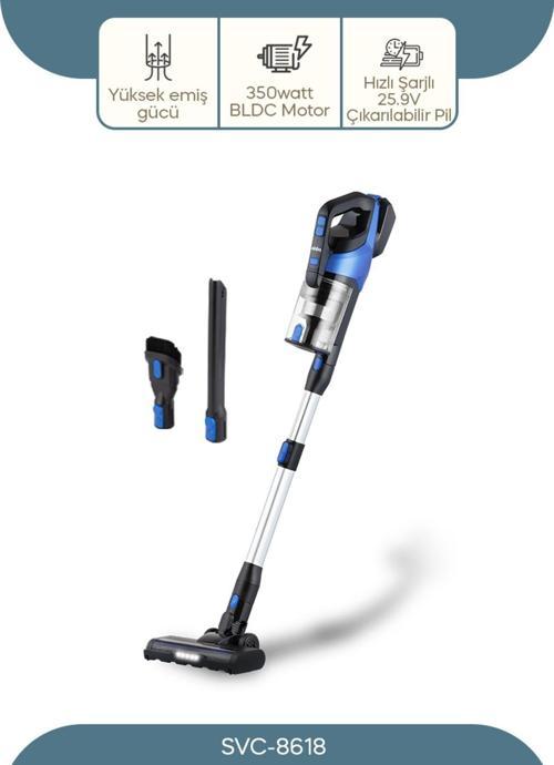 Svc-8618 Bldc Motorlu Dikey Kablosuz Şarjlı Led Aydınlatmalı Süpürge