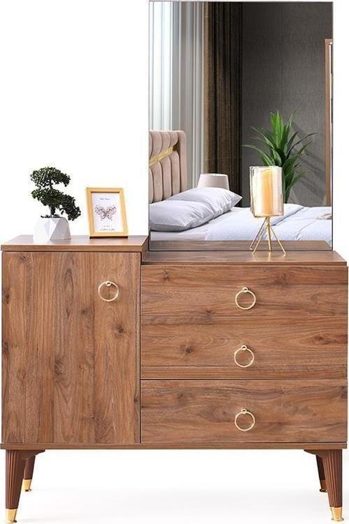 Cenevre Şifonyer Makyaj Masası Aynalı Ceviz 