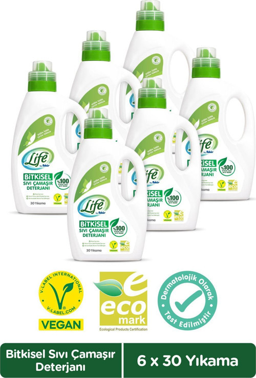 Bitkisel Vegan Sıvı Çamaşır Deterjanı 1500 ml X 6 Adet