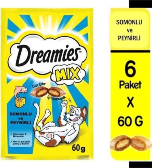 Dreamies Kedi Ödülü Mix Somonlu Peynirli 60 Gr X 6 Adet