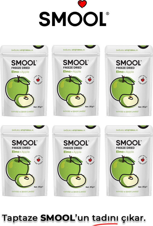 Freeze Dried Fruit Elma 6 Lı Paket (20Grx6) Dondurularak Kurututulmuş Elma - Freeze Dry Apple