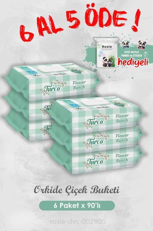 6 Al 5 Öde Islak Havlu Orkide Çiçek Buketi 90'lı ve Rosie