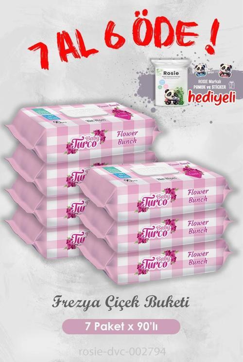 Frezya Çiçek Buketi 90 Yaprak Islak Havlu 7 Al 6 Öde  ve Rosie