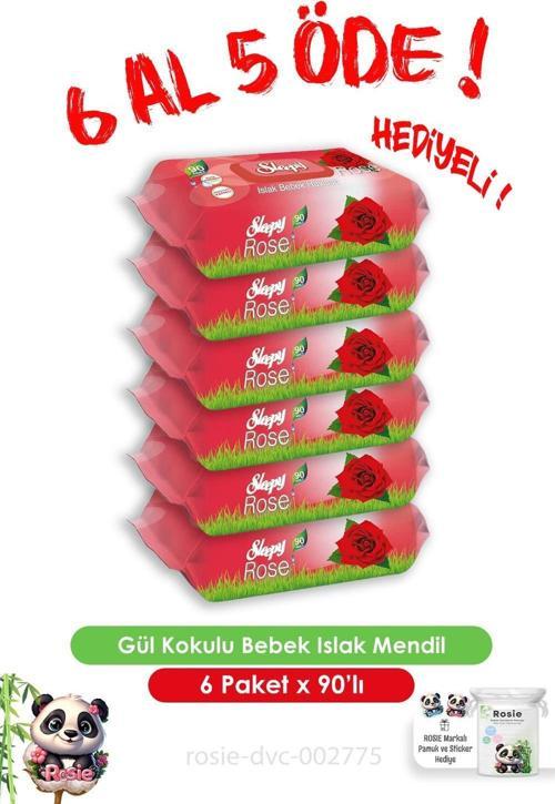 Gül Kokulu Bebek Islak Havlusu 90'lı 6 Al 5 Öde ve Rosie