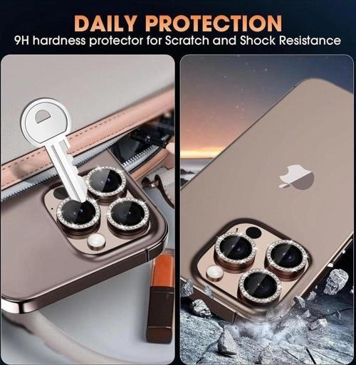 İphone 16 Pro Max & 16 Pro Uyumlu Taşlı Kamera Koruyucu Premium Görünüm ve Kalite Netliği Ko