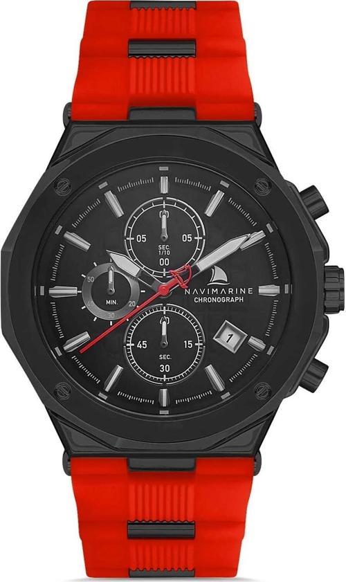 HH03 Chronograph Silikon Kırmızı Erkek Kol Saati